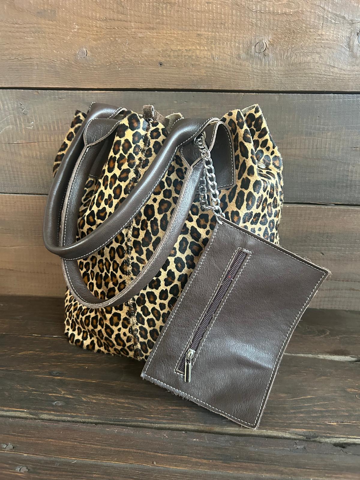 Sacca in pelle EREBA Leopardata