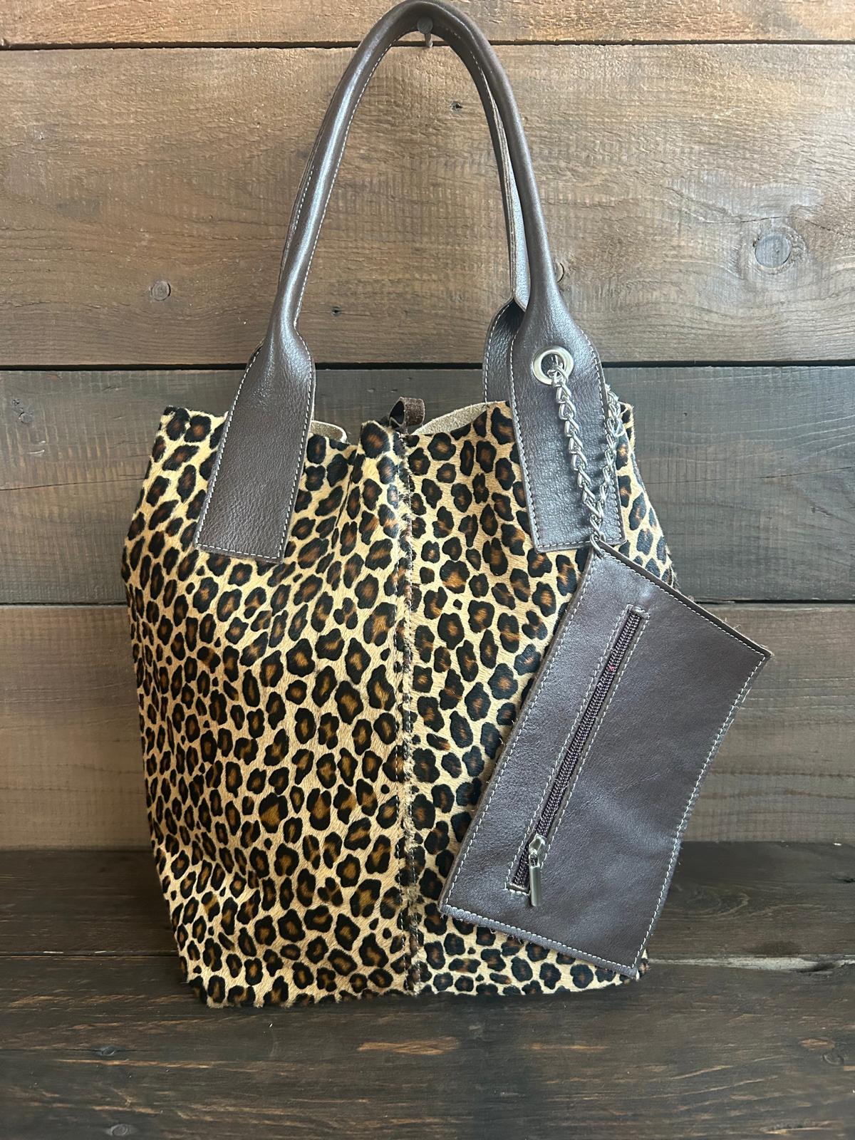 Sacca in pelle EREBA Leopardata