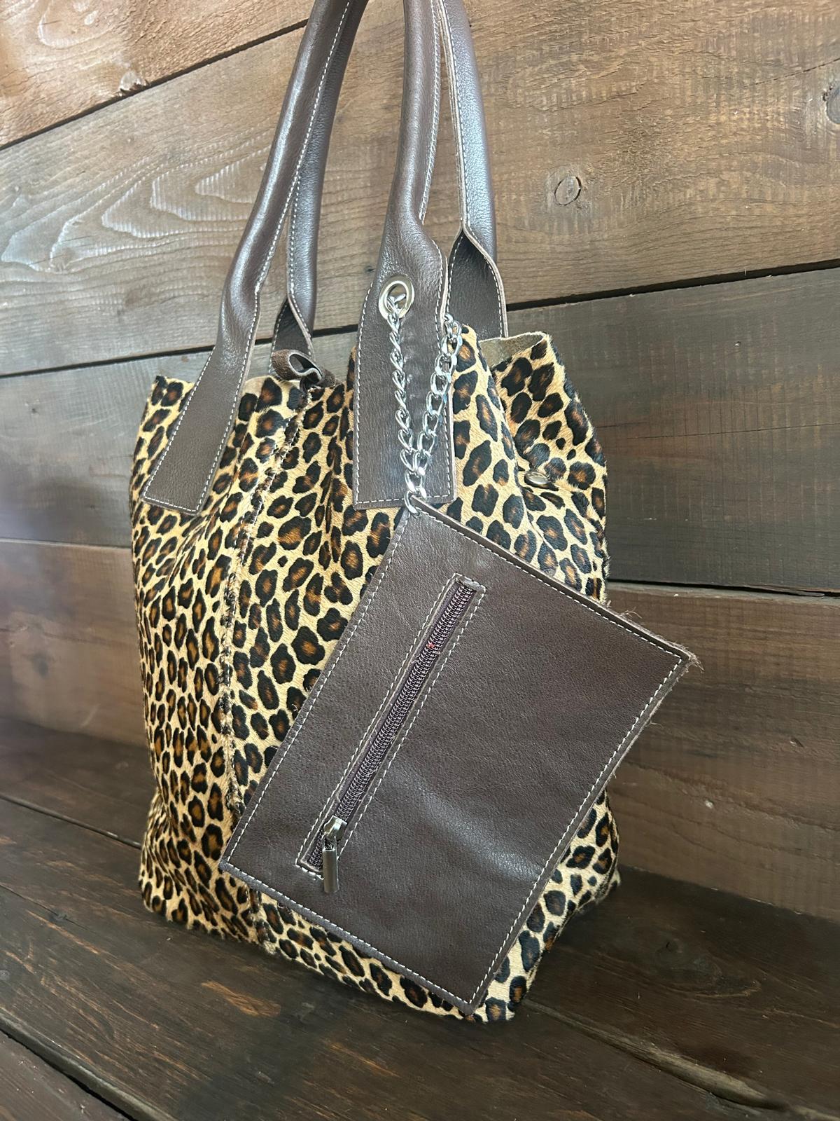 Sacca in pelle EREBA Leopardata