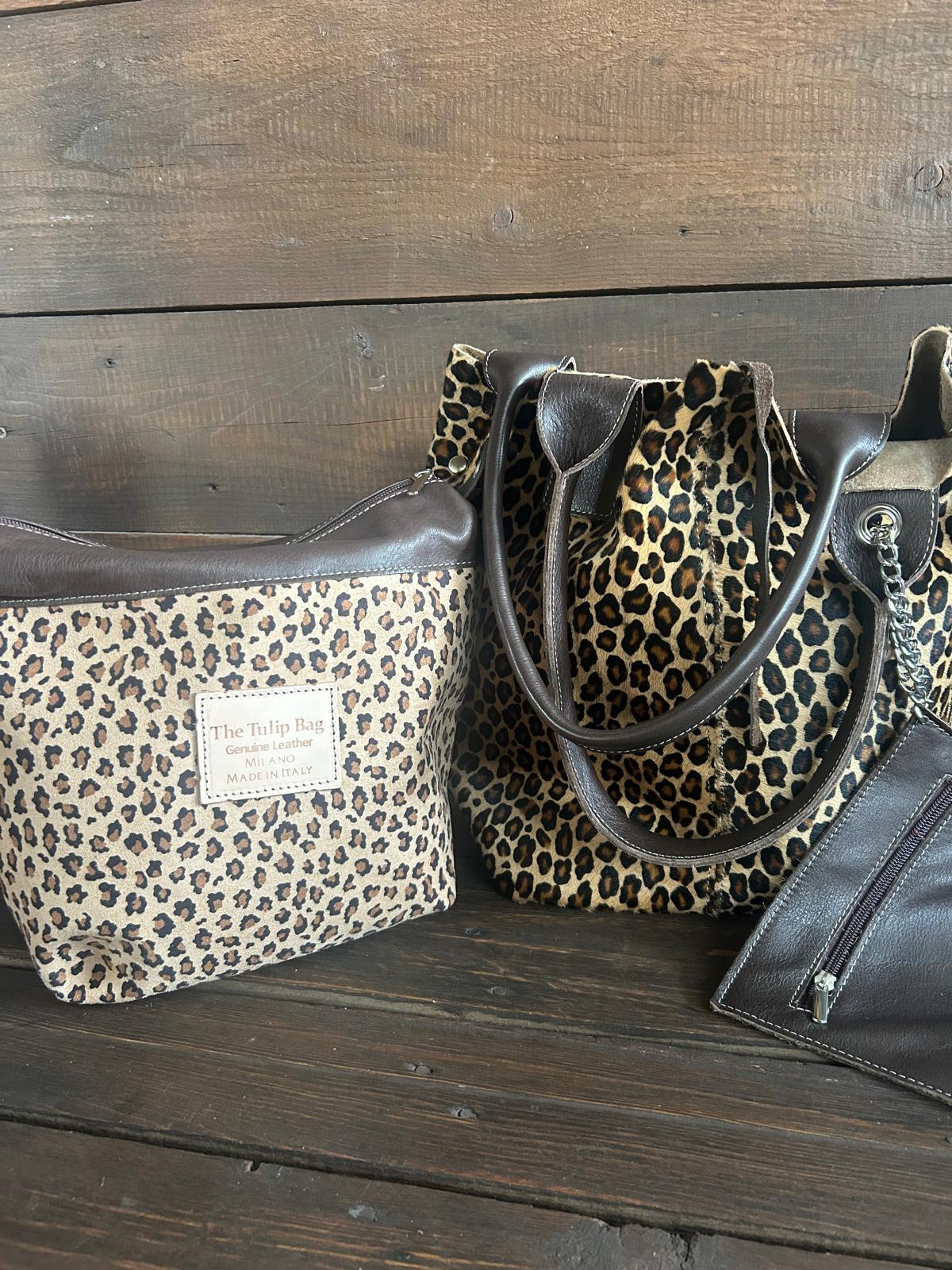 Sacca in pelle EREBA Leopardata