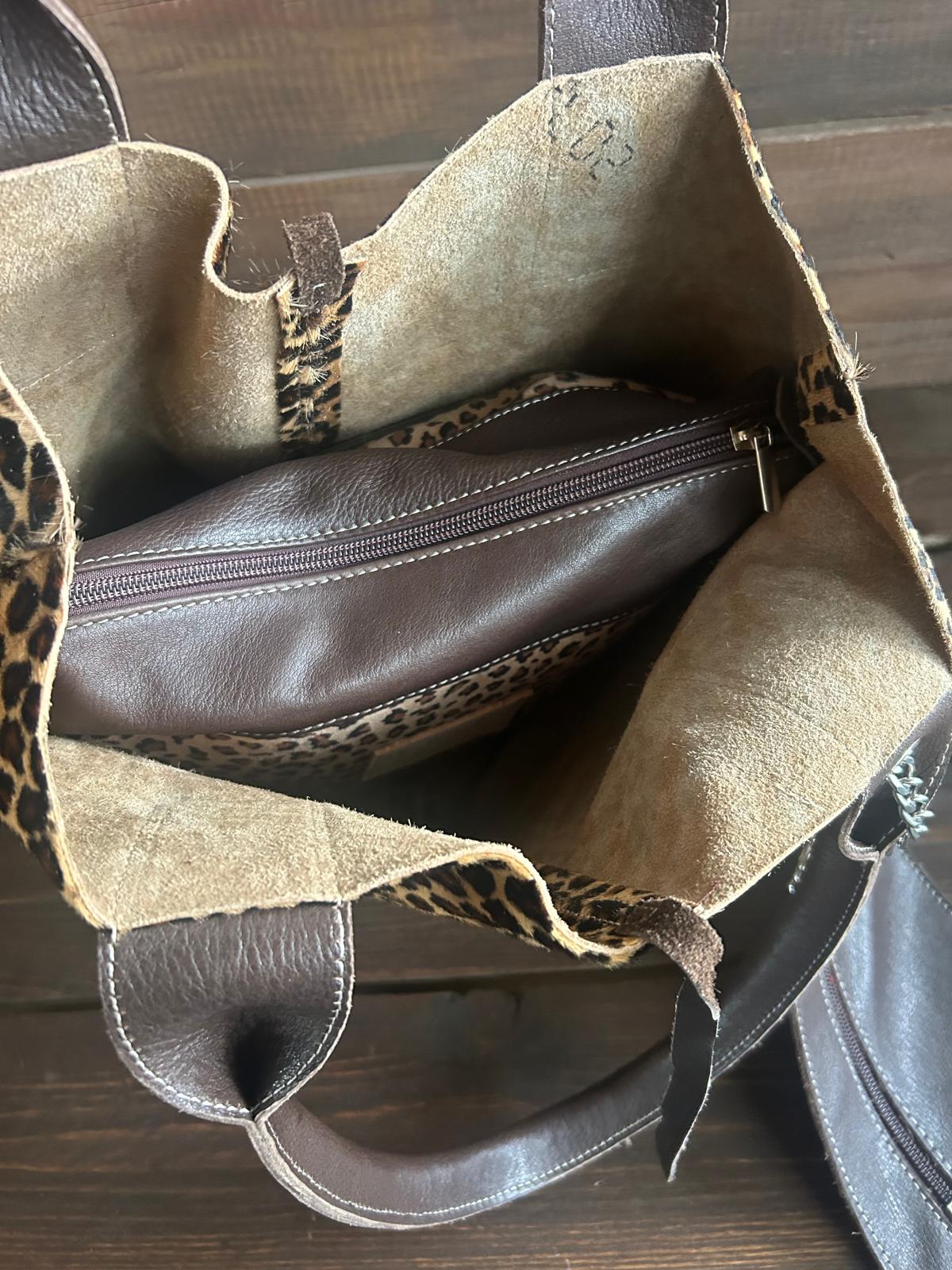 Sacca in pelle EREBA Leopardata